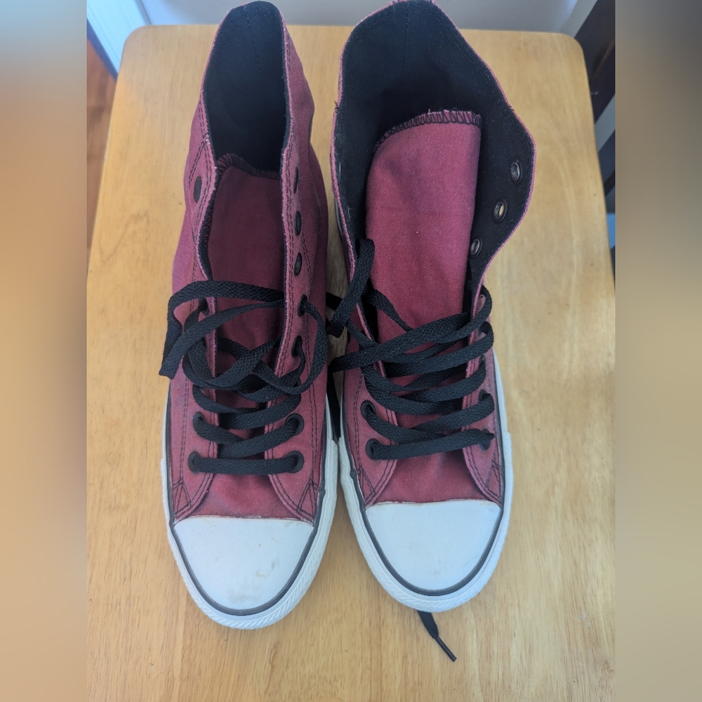 Converse Red High-Top Sneakers with Black Laces